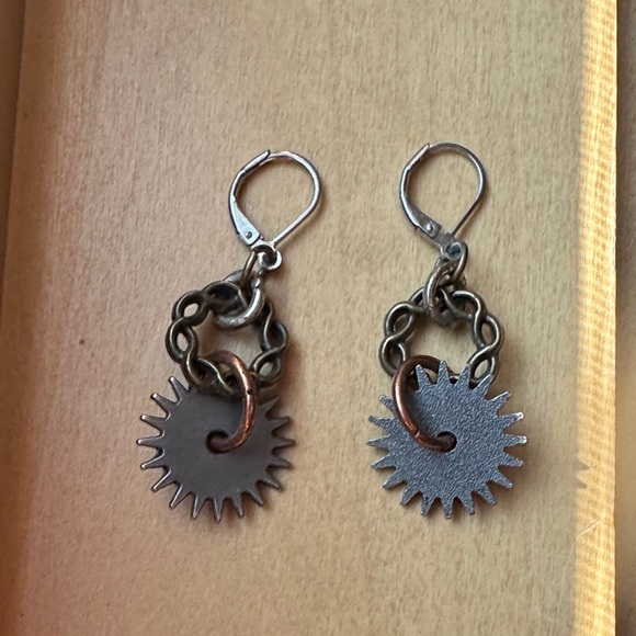 Hand Crafted Silver and Bronze Earrings - Picture 1 of 2